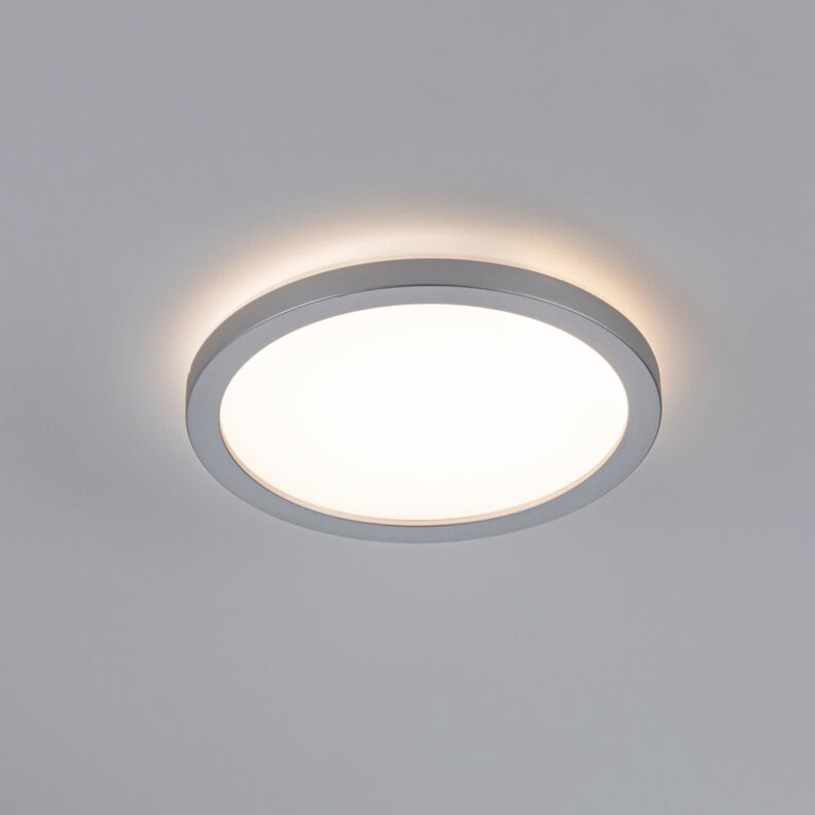 Atria Shine LED-paneeli, kromi, halkaisija 19 cm, 3000 K, päälle/pois, IP20, Atria Shine LED-paneeli, kromi, halkaisija 19 cm, 3000 K, päälle/pois, IP20,