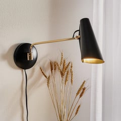 Lámpara de pared retro Birdy en negro/latón