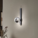 Wandleuchte Rumba, schwarz/rauchgrau, Glas/Metall Höhe 40 cm