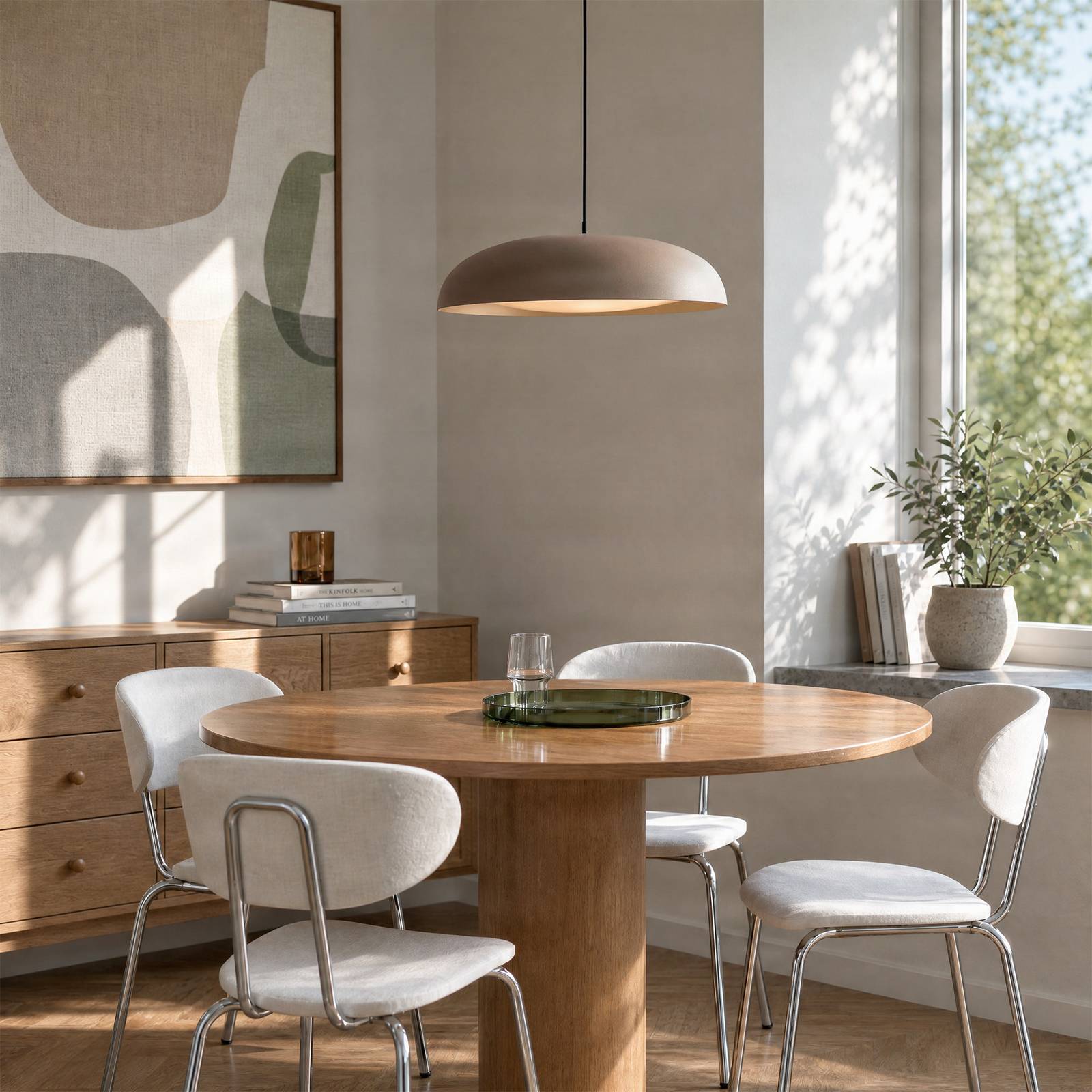 Lindby LED hanglamp Florie, beige, Ø 40 cm, metaal