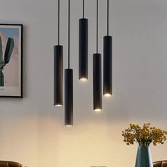 Lámpara colgante Lindby Sanad, Ø 40 cm, 5 luces, negra, GU10