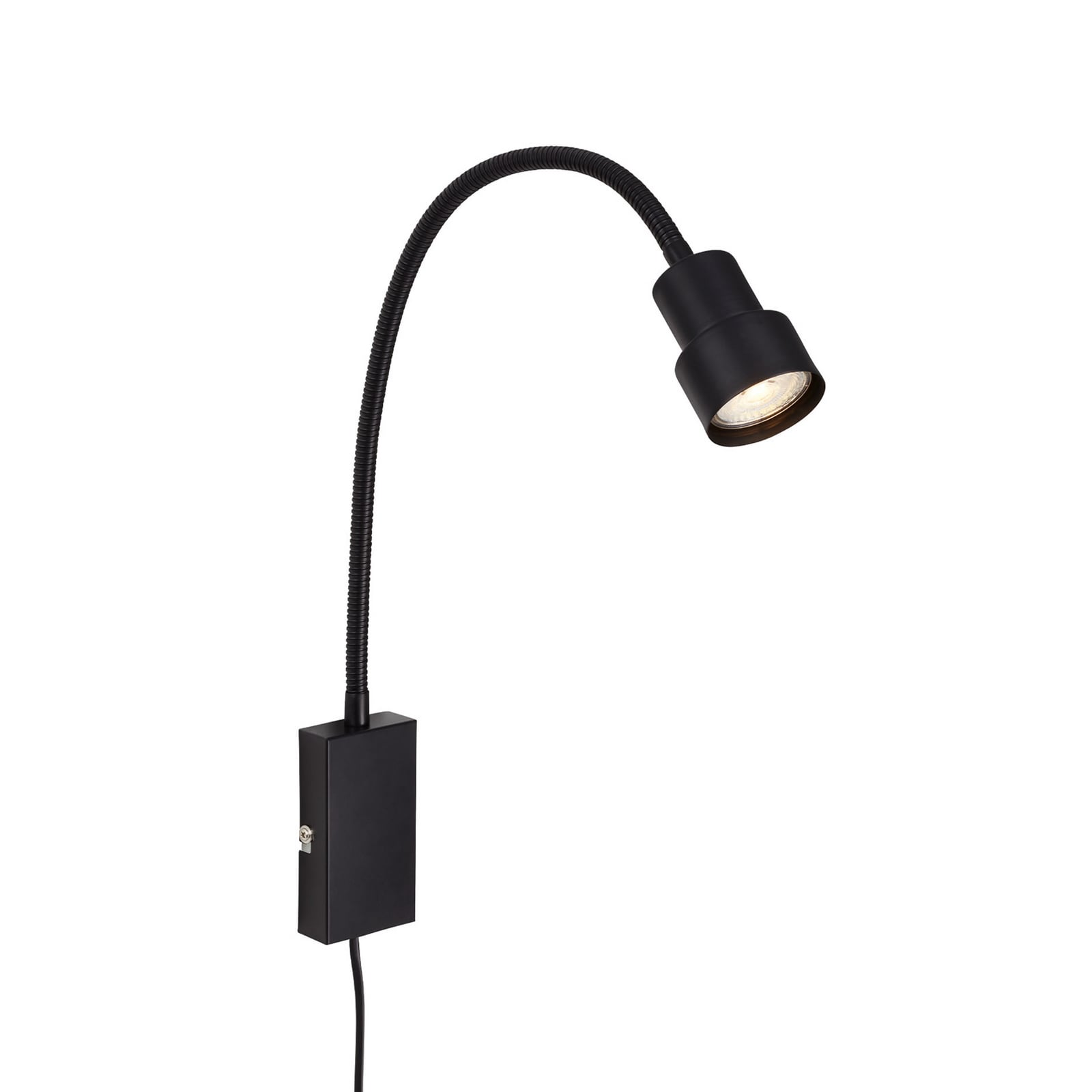 Candeeiro de parede Tusi com braço flexível, preto