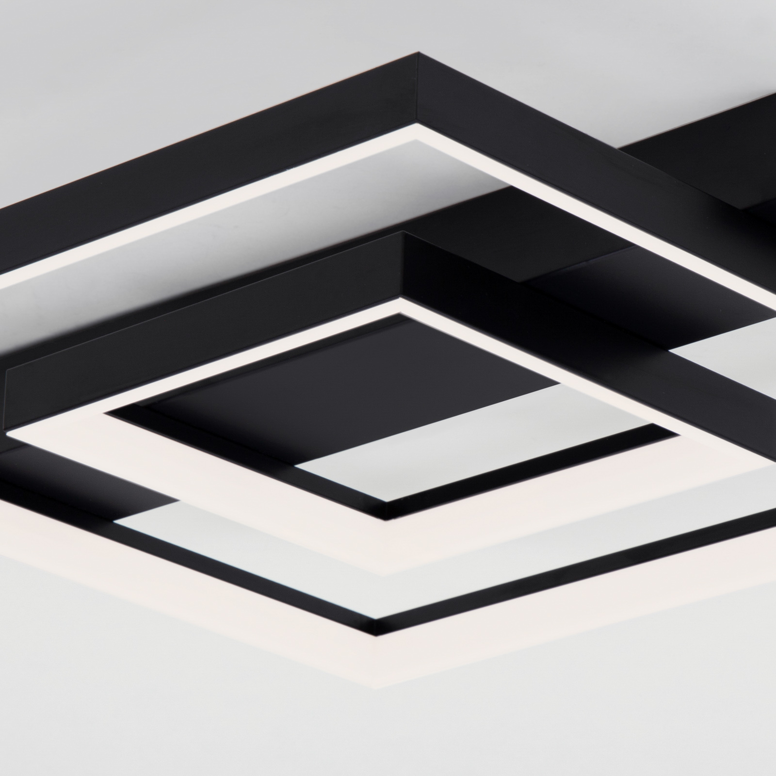 Brilonger 3027 LED ceiling light, angular, black, 2 profiles, for Living / Dining Room, metal, plastic, 36 W, energy efficiency: A+, L: 43.5 cm, W: 40 cm, H: 6 cm