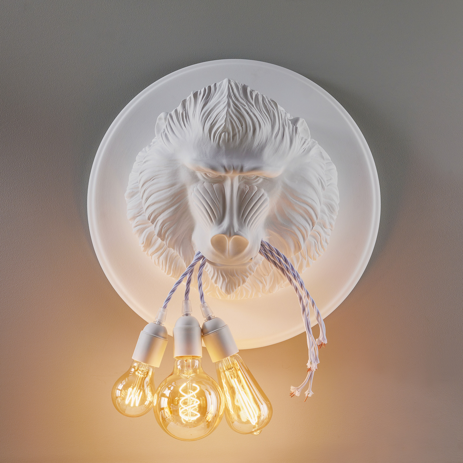 Karman Ugo Lino - designer wall light, white, for Living / Dining Room, ceramic, E27, 10 W, energy efficiency: A++