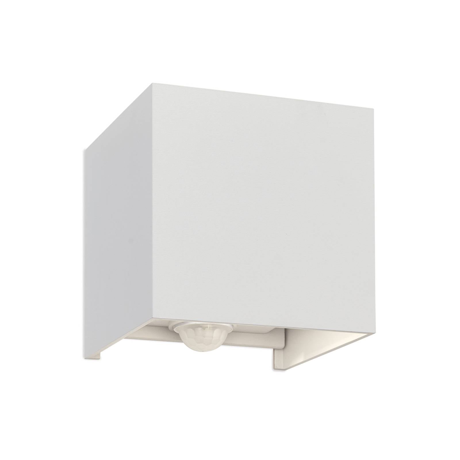LED-Außenwandleuchte Cube-S weiß Metall Bewegungsmelder