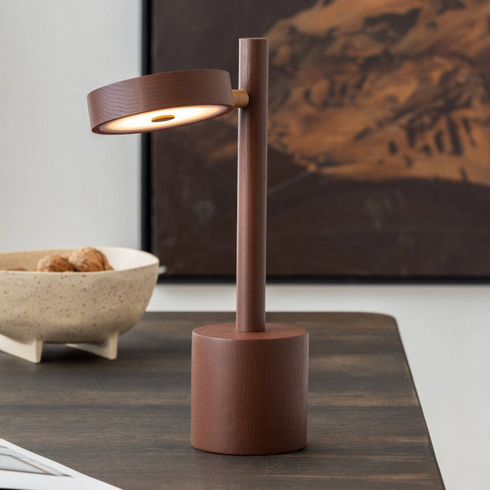 GOOD & MOJO lampe à poser LED Okinawa, marron, 35 cm, bois