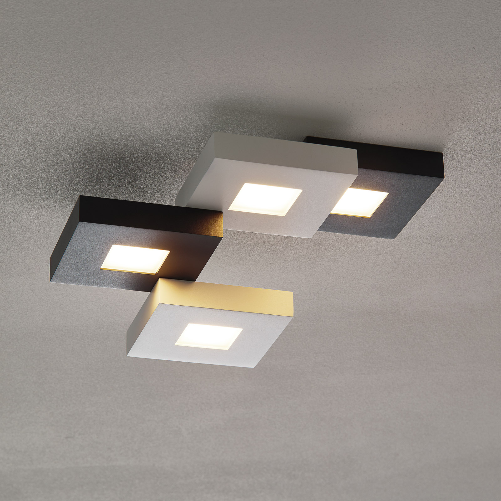 Cubus - LED ceiling lamp in black & white, 4-bulb.