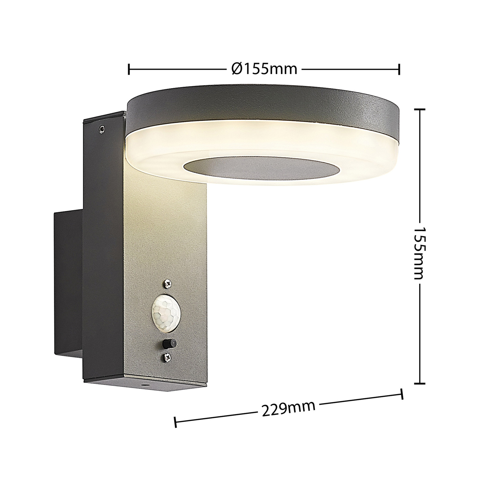 Lindby Eireen LED-solcellsutomhusvägglampa 15,5 cm