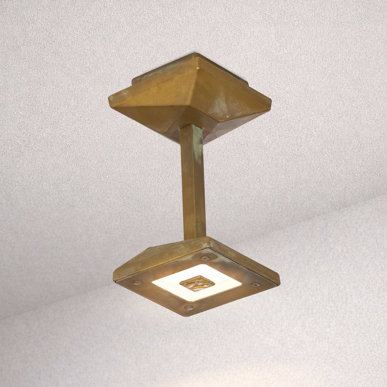 Zewnętrzna lampa sufitowa zewnętrzna LED Aura Edge, wysokość 20 cm, mosiądz