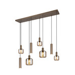 Piekaramā lampa „Mataro“, platīna krāsā, 118 cm, 8-zaru, stikls/metāls