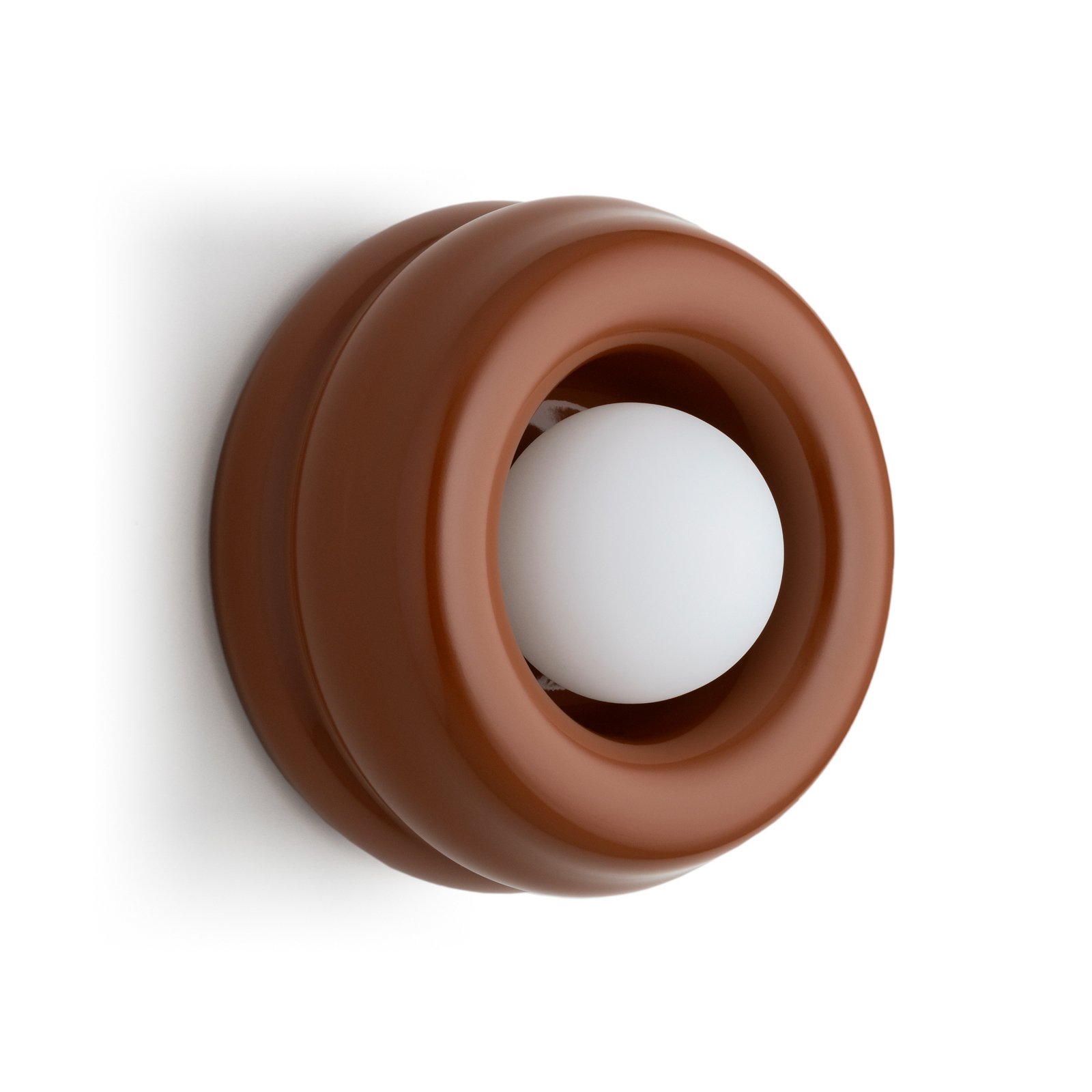Aplique de pared Tina, terracota/ópalo, vidrio, Ø 19 cm