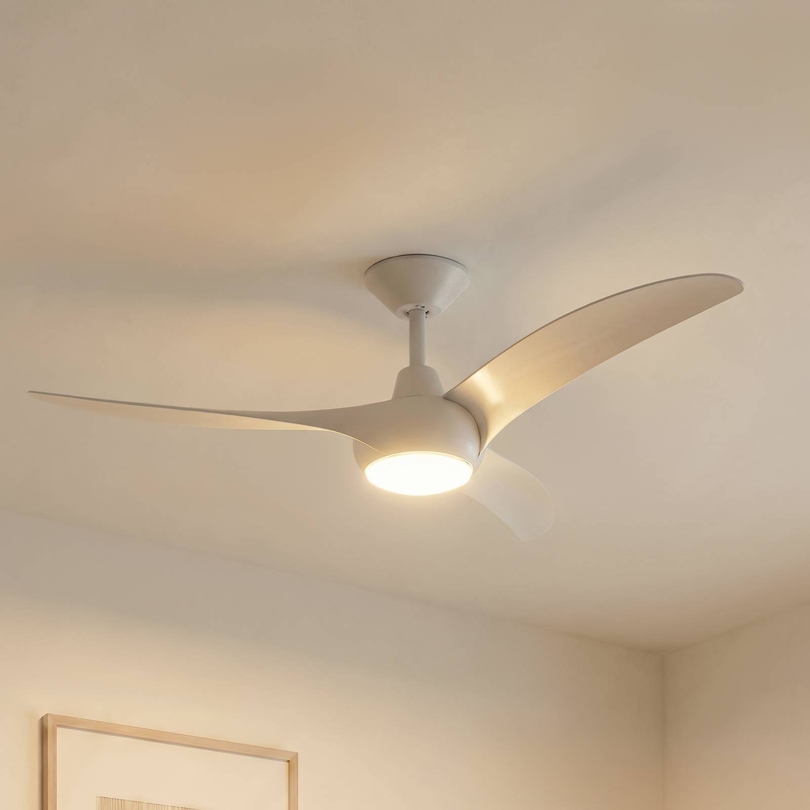 Ventilateur de plafond LED Lindby Briya, blanc, Ø 116 cm, CCT