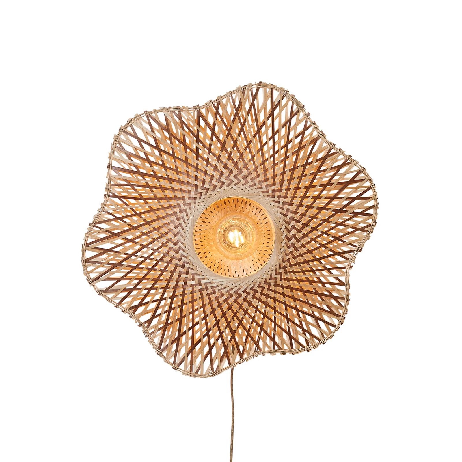 Aplique de pared MADURA de GOOD & MOJO, Ø 60 cm, color natural/marrón, con