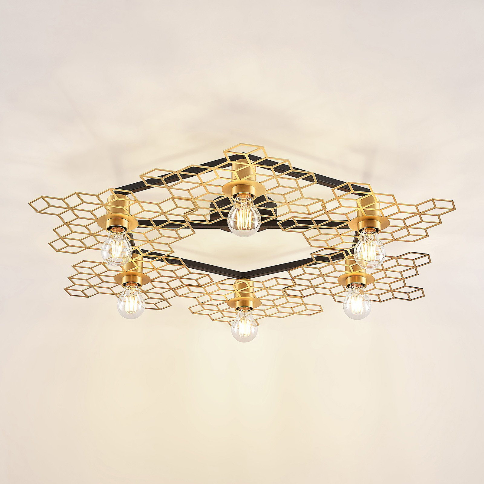 Lucande Alexaru stropné svetlo 6-pl. zlaté okrúhle
