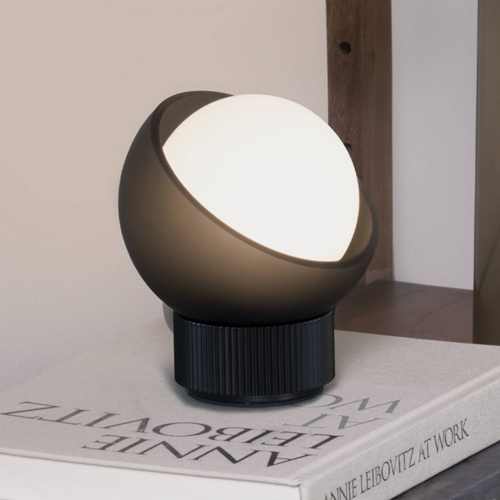 Lampa stołowa IDEAL LUX Bloom, czarna/ciemnoszara, wysokość 13 cm