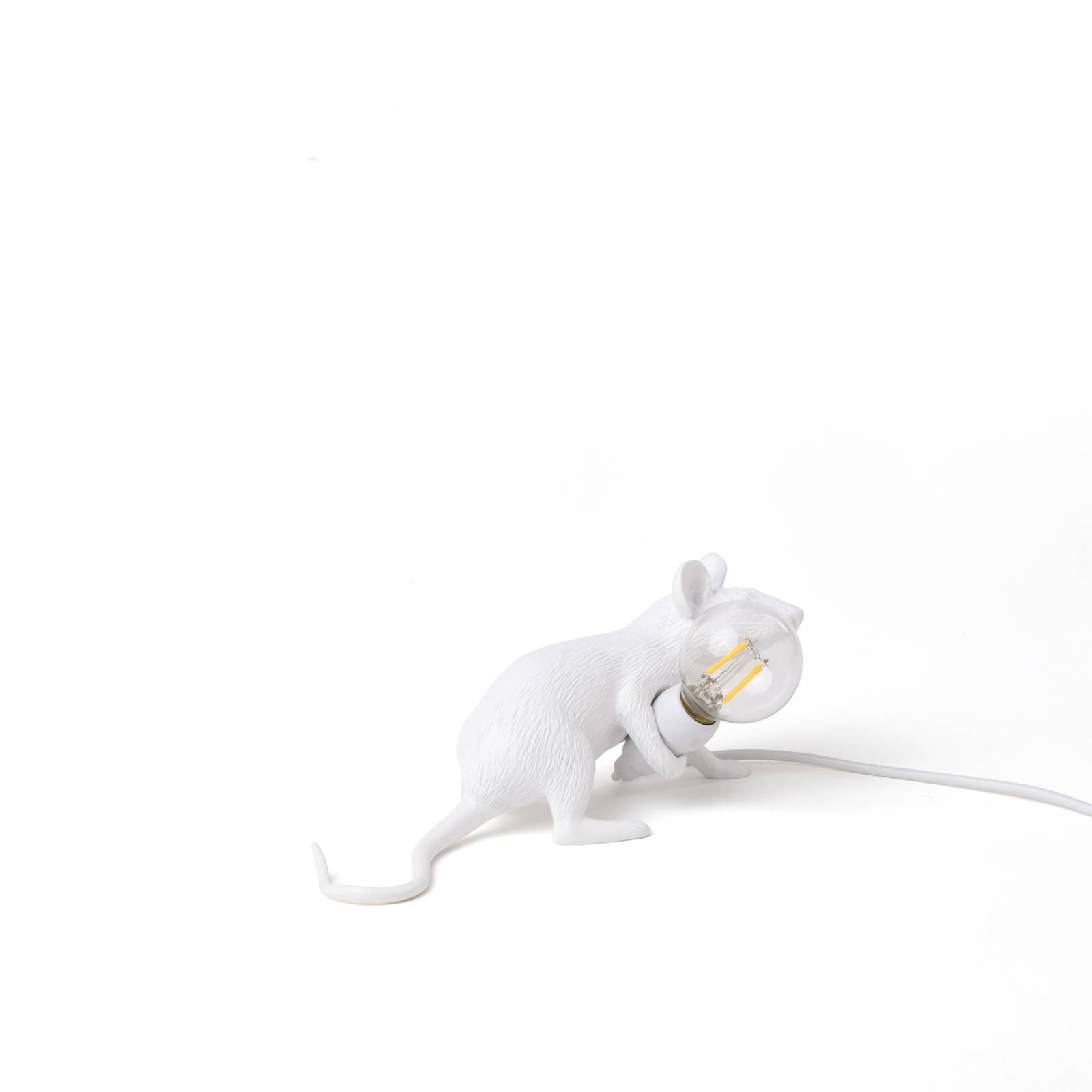 SELETTI Lampe déco LED Mouse Lamp USB couchée blanche