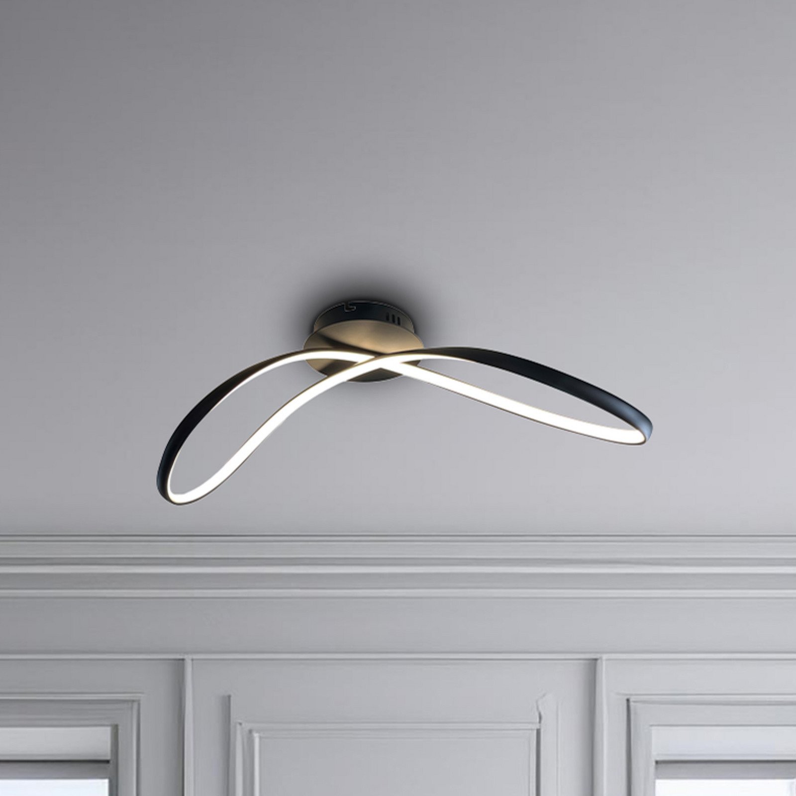 Milagro Lighting Plafonieră LED Infinity metal negru 4.000 K - Camera de zi / sufragerie - Modern