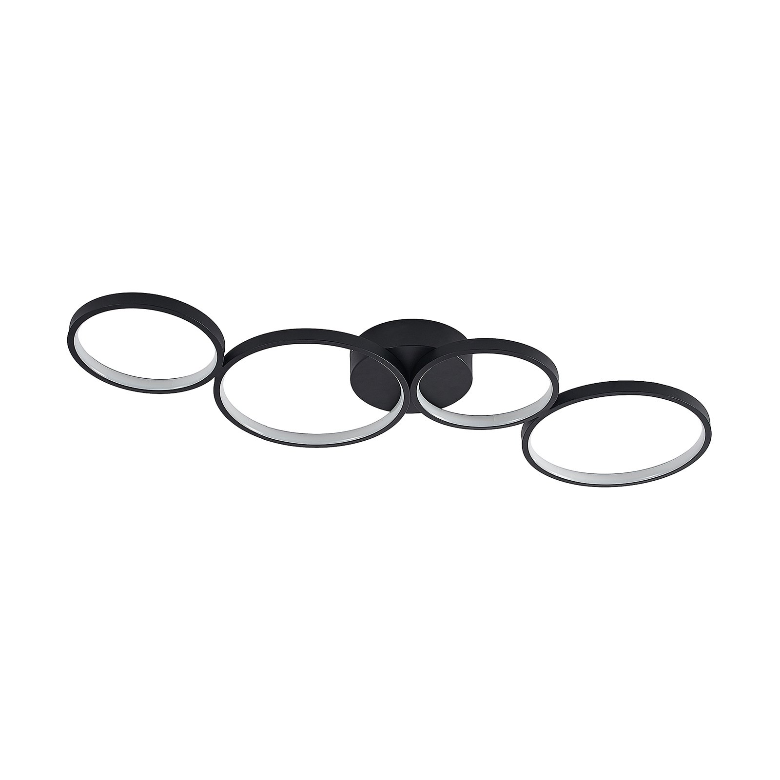 Lindby Plafonnier LED Evengeline, noir, aluminium, 88 cm