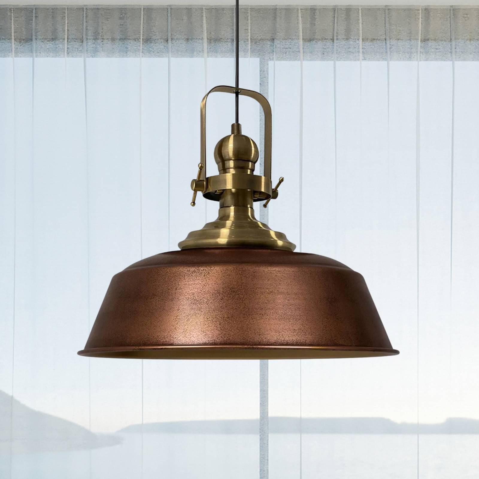 Lampa wisząca Marei, miedź czerniona, Ø 40 cm, metal, E27