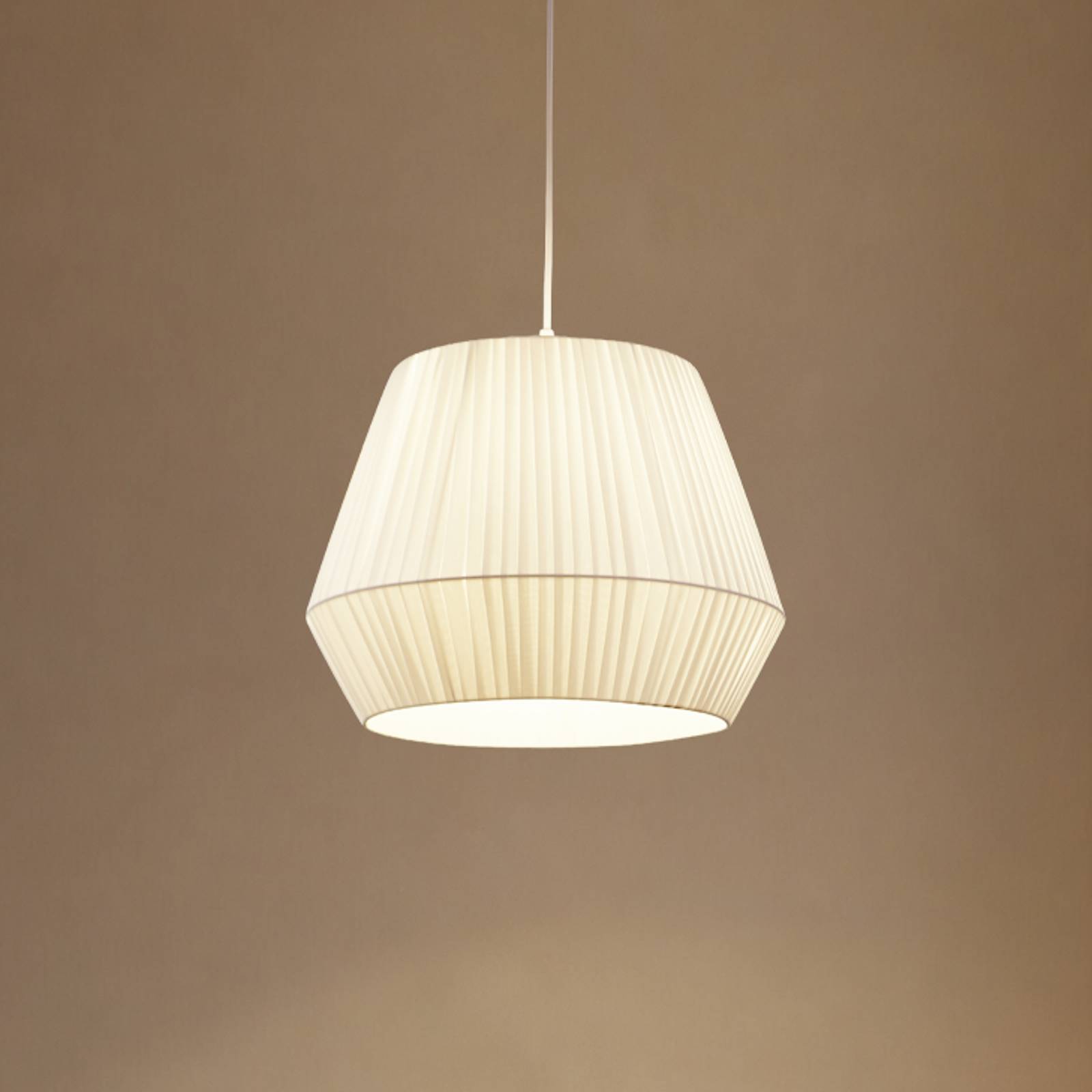 Lindby Hängeleuchte Vitore, Ø 40 cm, Textil, weiß günstig online kaufen