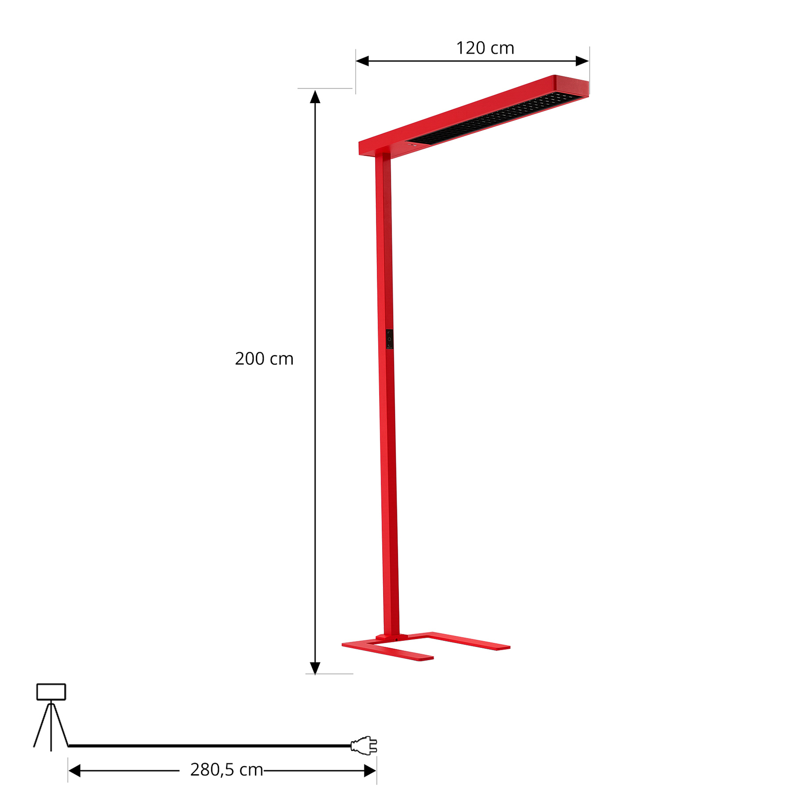 Arcchio LED stojací lampa Logan Basic zářivka červená 6 000 lm stmívatelná