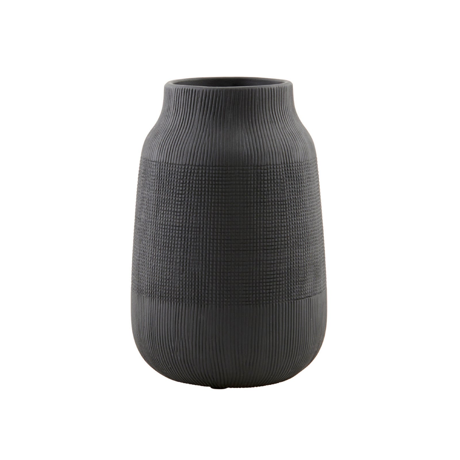 Vaso HDGroove, nero, altezza 22 cm, ceramica - House Doctor