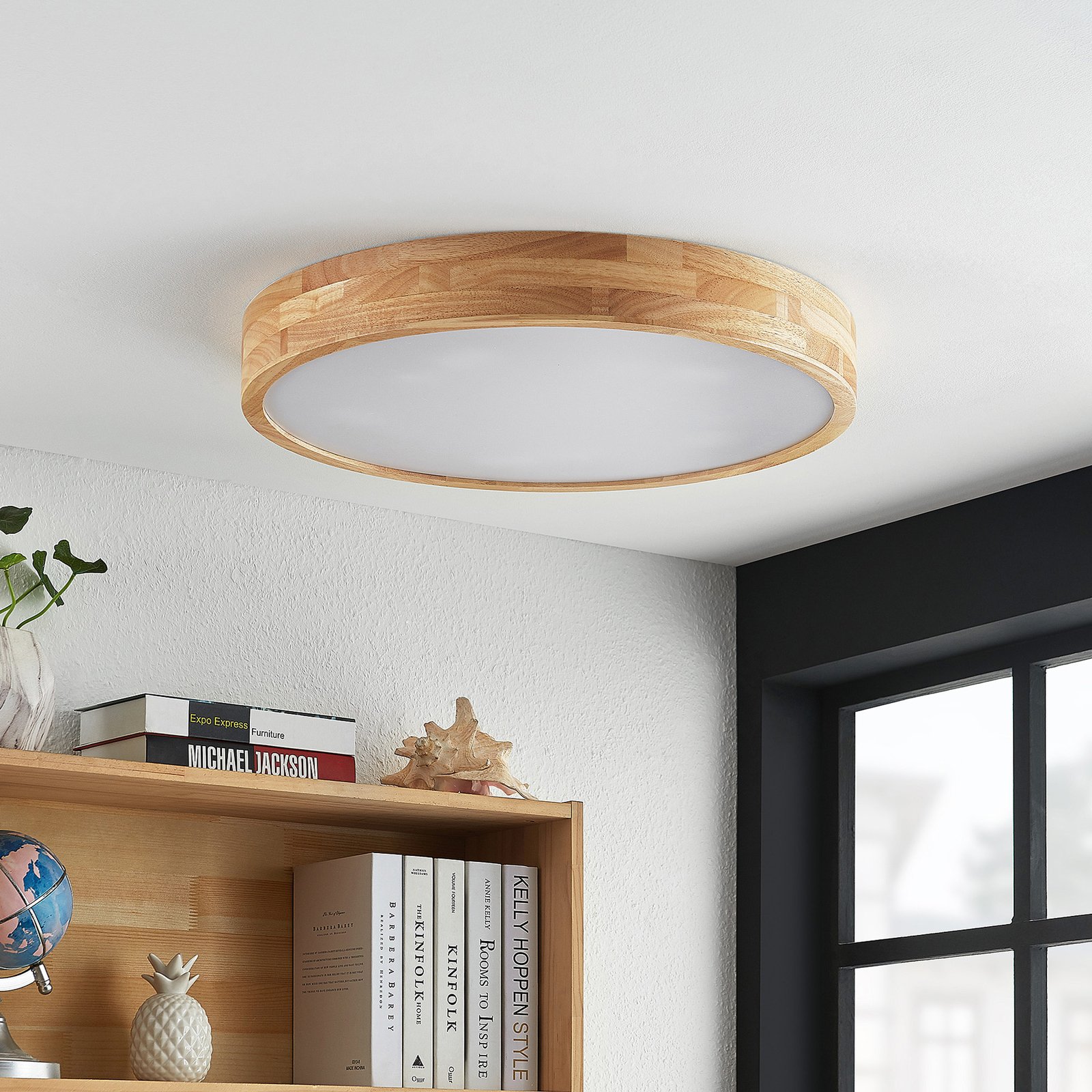 Tanju Candeeiro de Tecto Ø60 Wood/White - Lindby
