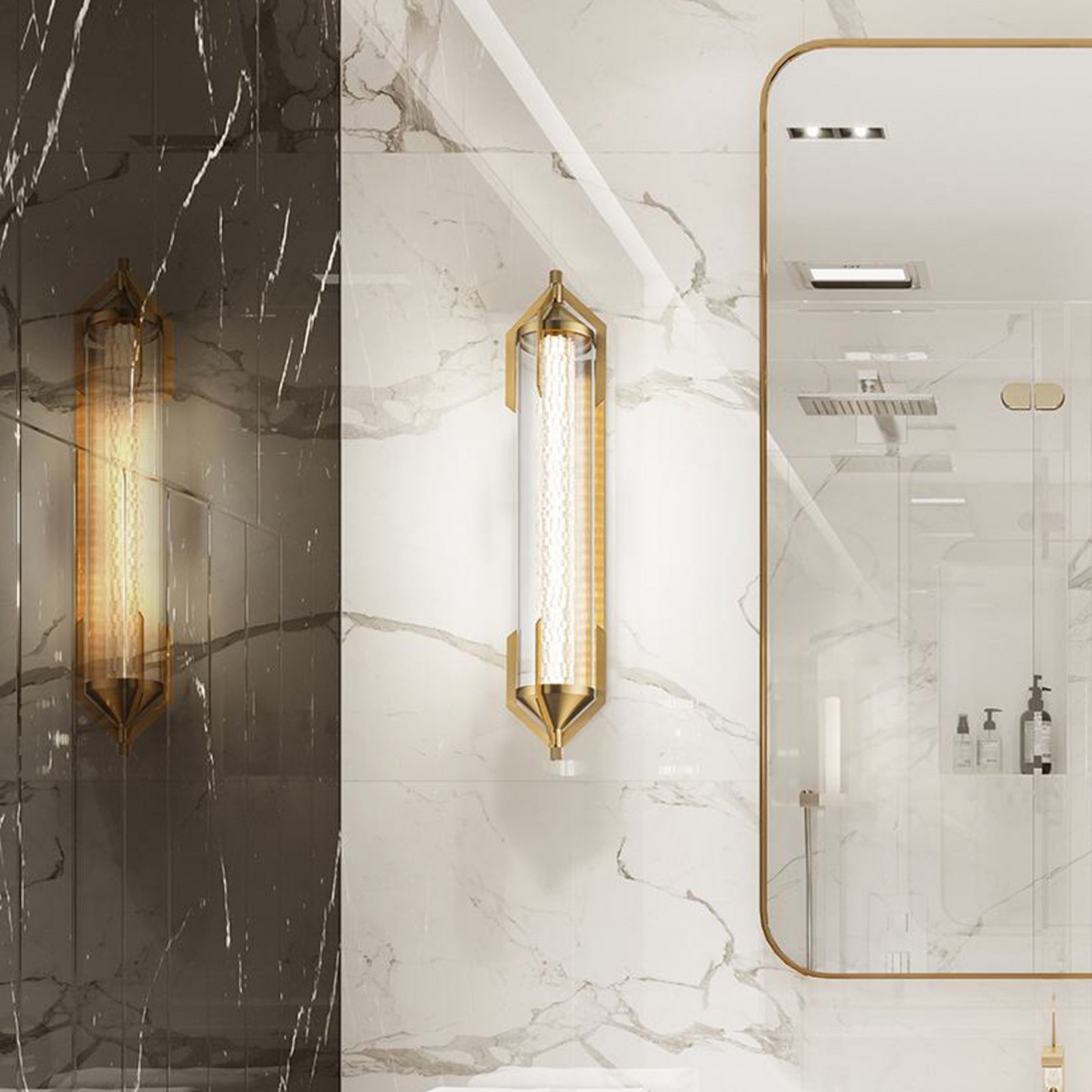 LED wandlamp ESPADA goud geborsteld Breedte 70 cm Metaal IP44