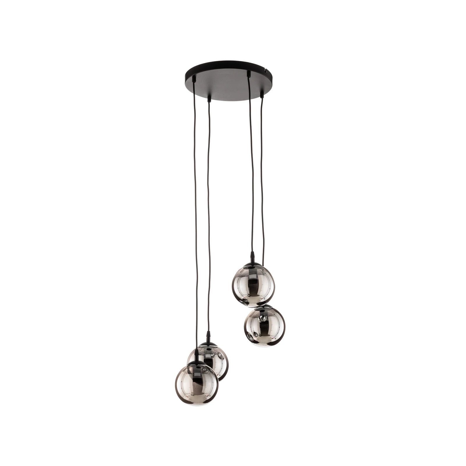 Hanglamp Glassy, 4-lamps, zwart, grafiet, glas, E14