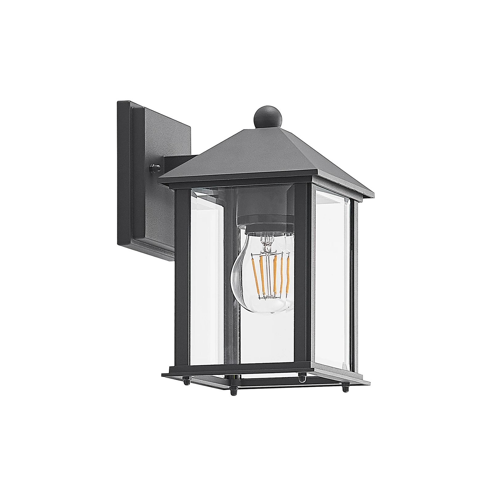 Candeeiro de parede exterior Lindby Giavanna, 23,3 cm, antracite, vidro
