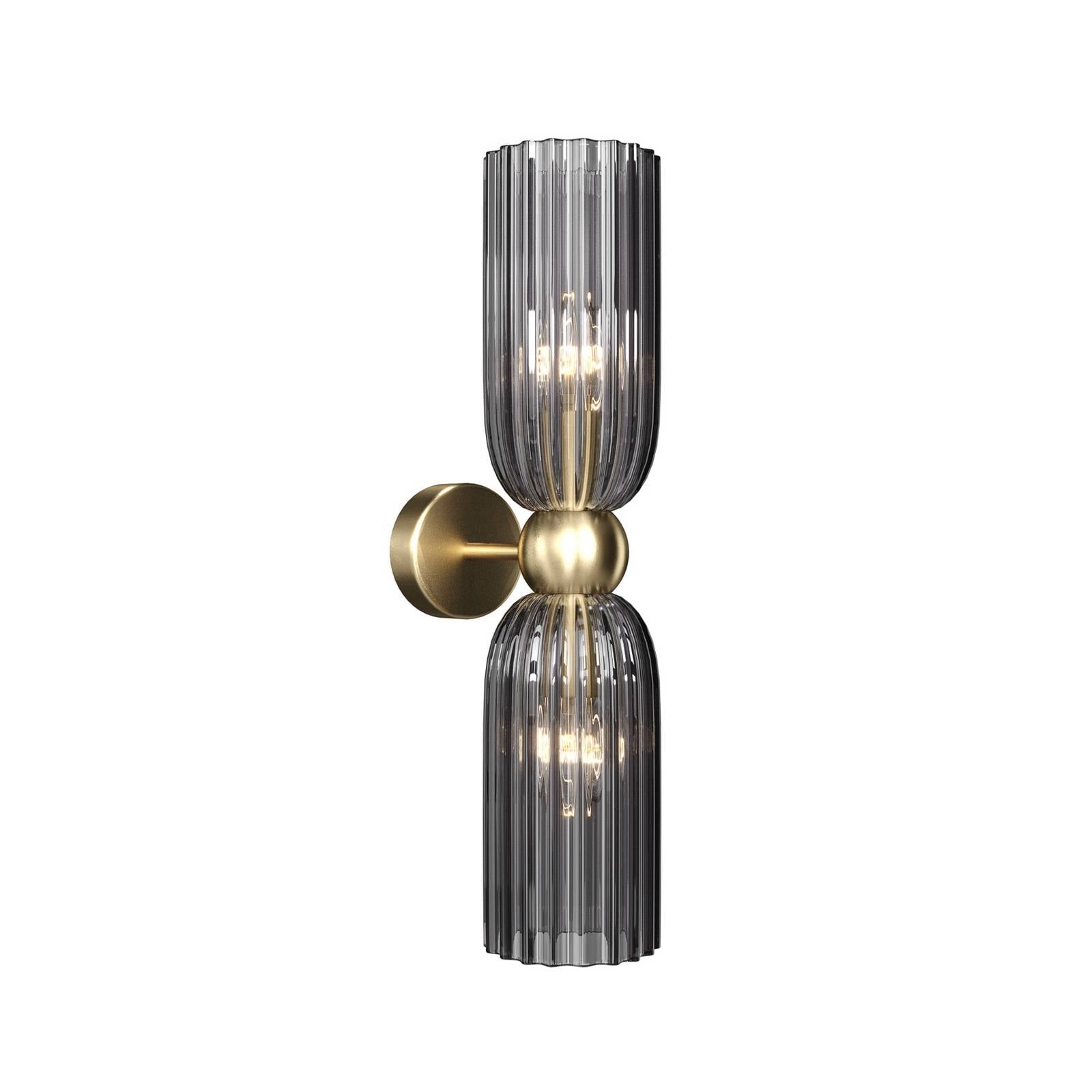 MAYTONI Antic Wandleuchte innen – 2-flammige Wandlampe – Retro Lampe E14 - Leuchte aus Glas & Metall - Wohnzimmerlampe, Schlafzimmerlampe - Gold, Grau