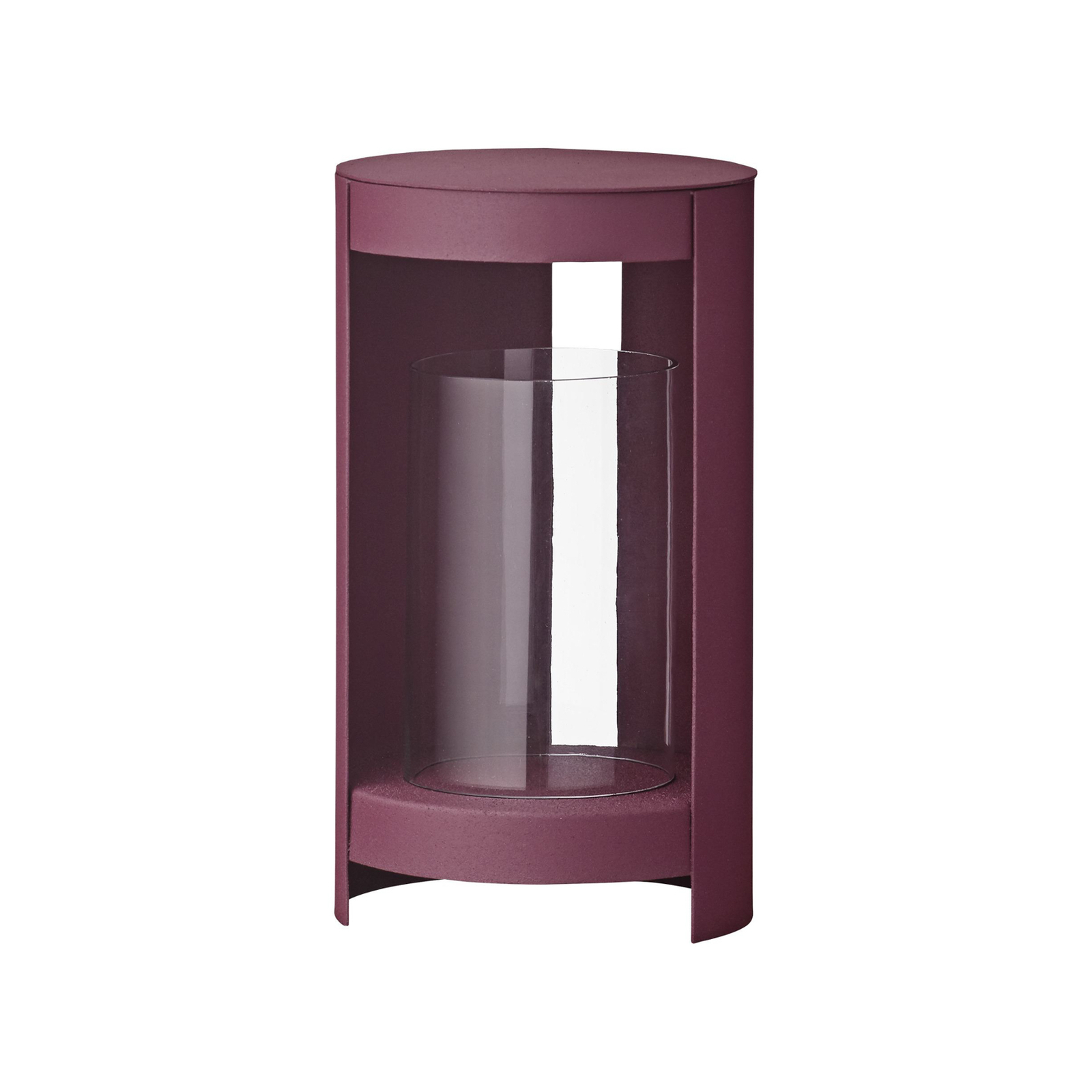 AYTM lantern Ora, dark red, height 28.2 cm, glass, aluminium