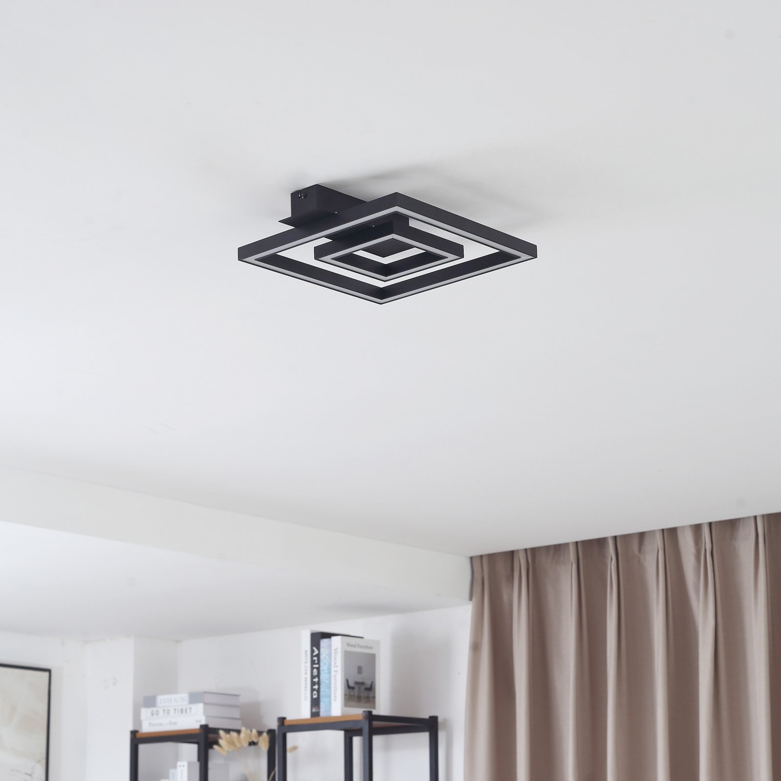 Lindby LED ceiling light Madamo, black, 30 cm, 3000K