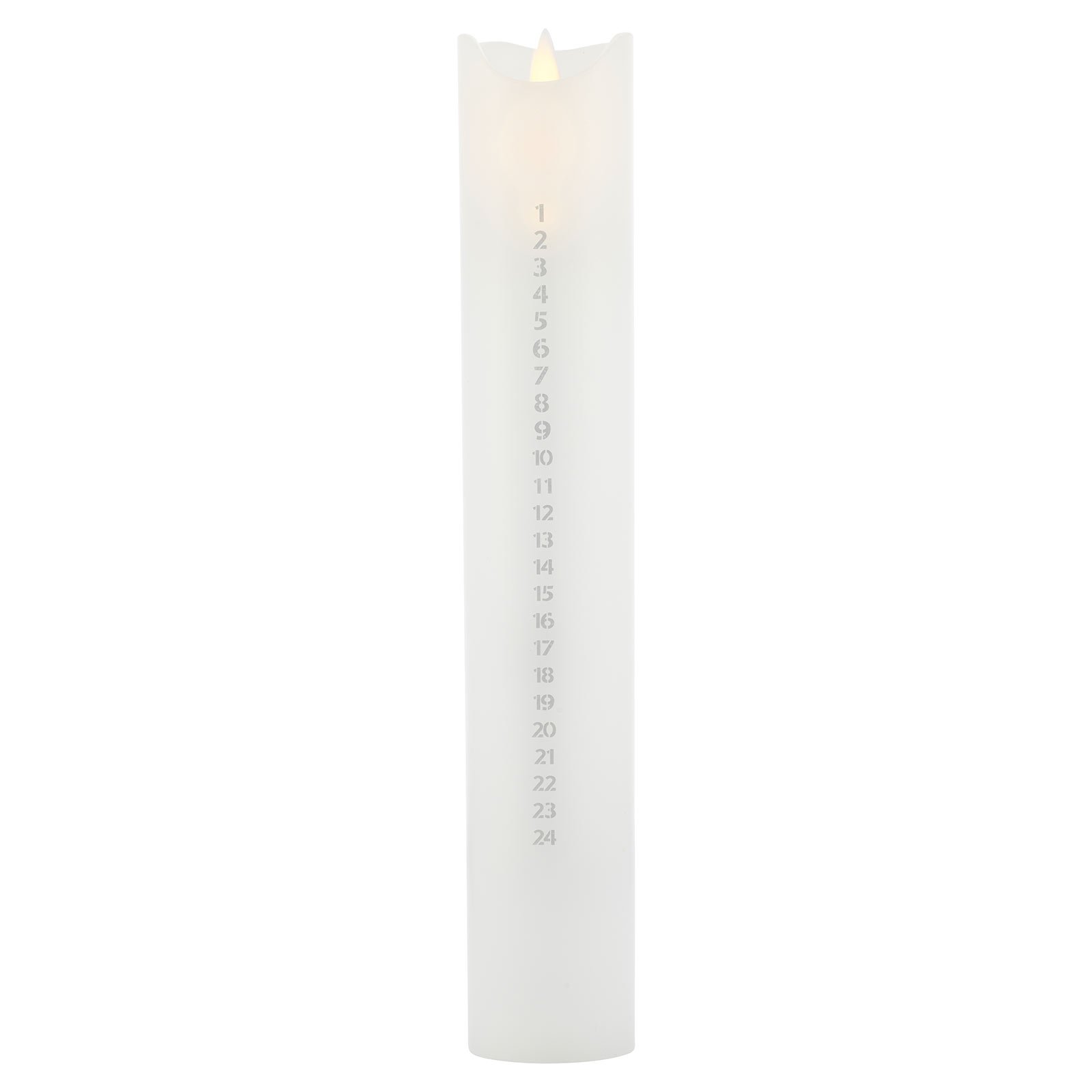Svíčka LED Sara Calendar, bílá/stříbrná, výška 29 cm