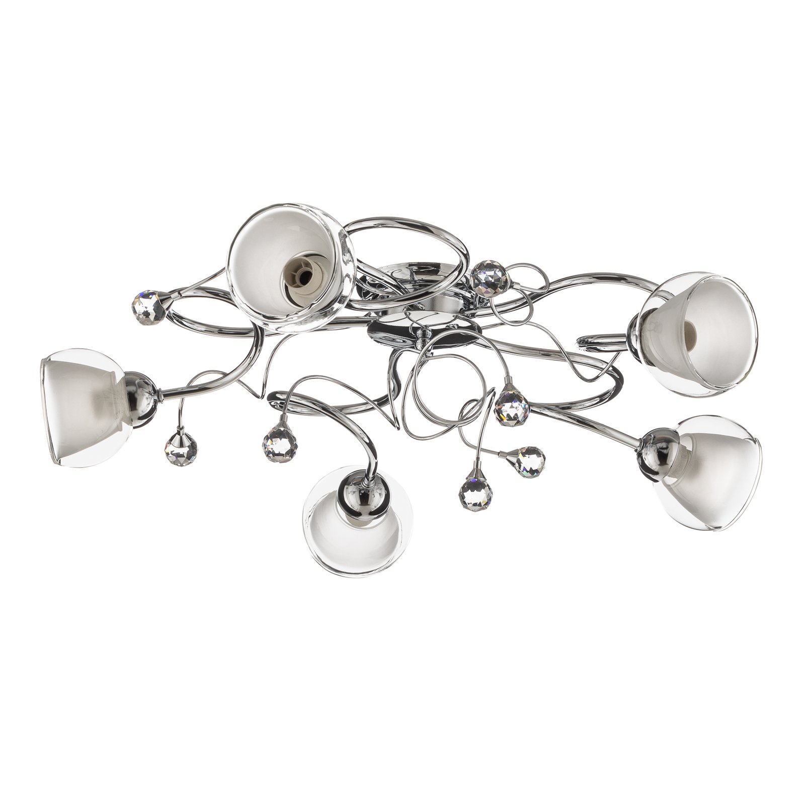 Wendy ceiling lamp, glass lampshades, 5-bulb