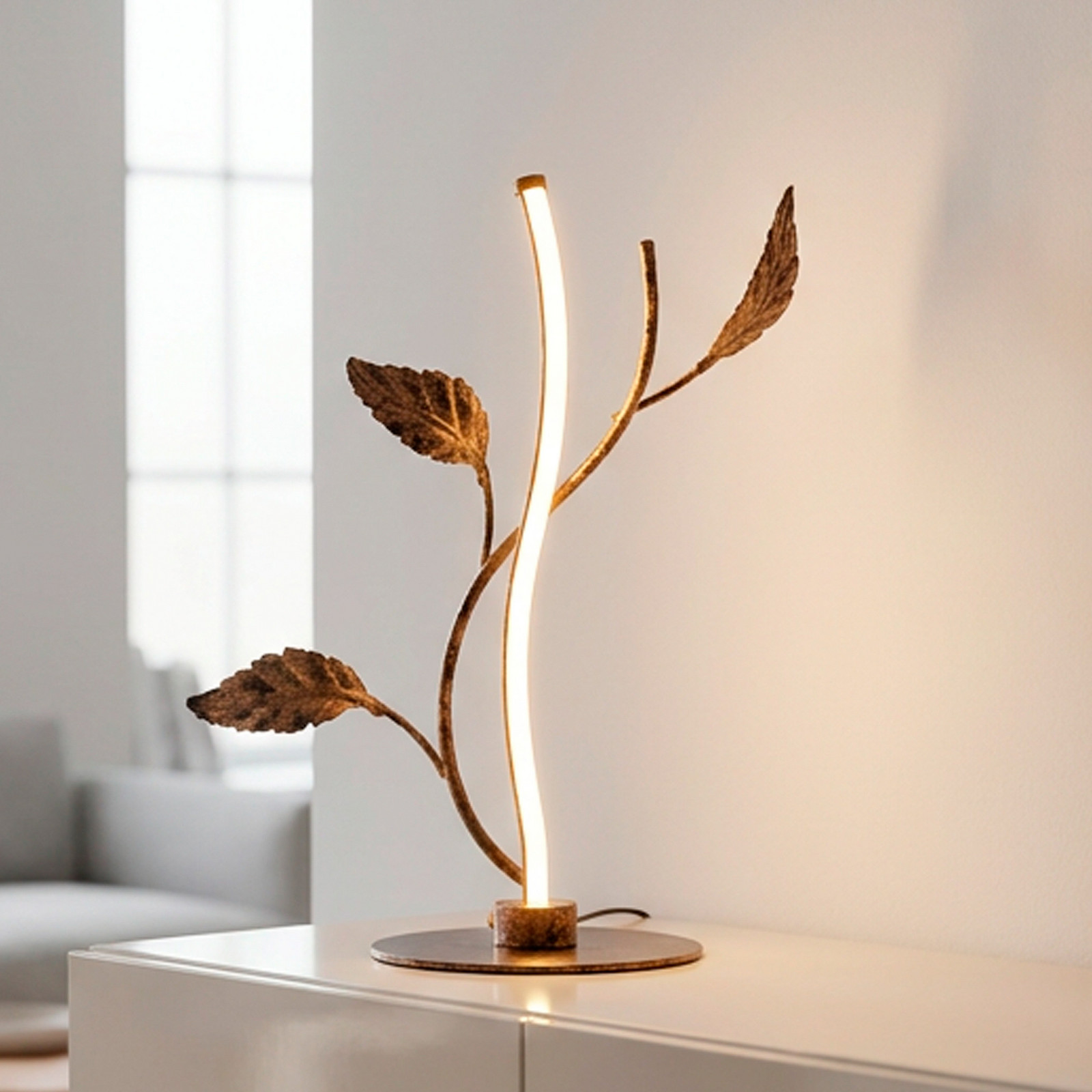 JUST LIGHT. GmbH LED stolna lampa Aurelia, hrđavo smeđa, metal, 2.700 K, prigušivač - Dnevni boravak/blagovaonica - Firentinski - hrđavo-smeđa