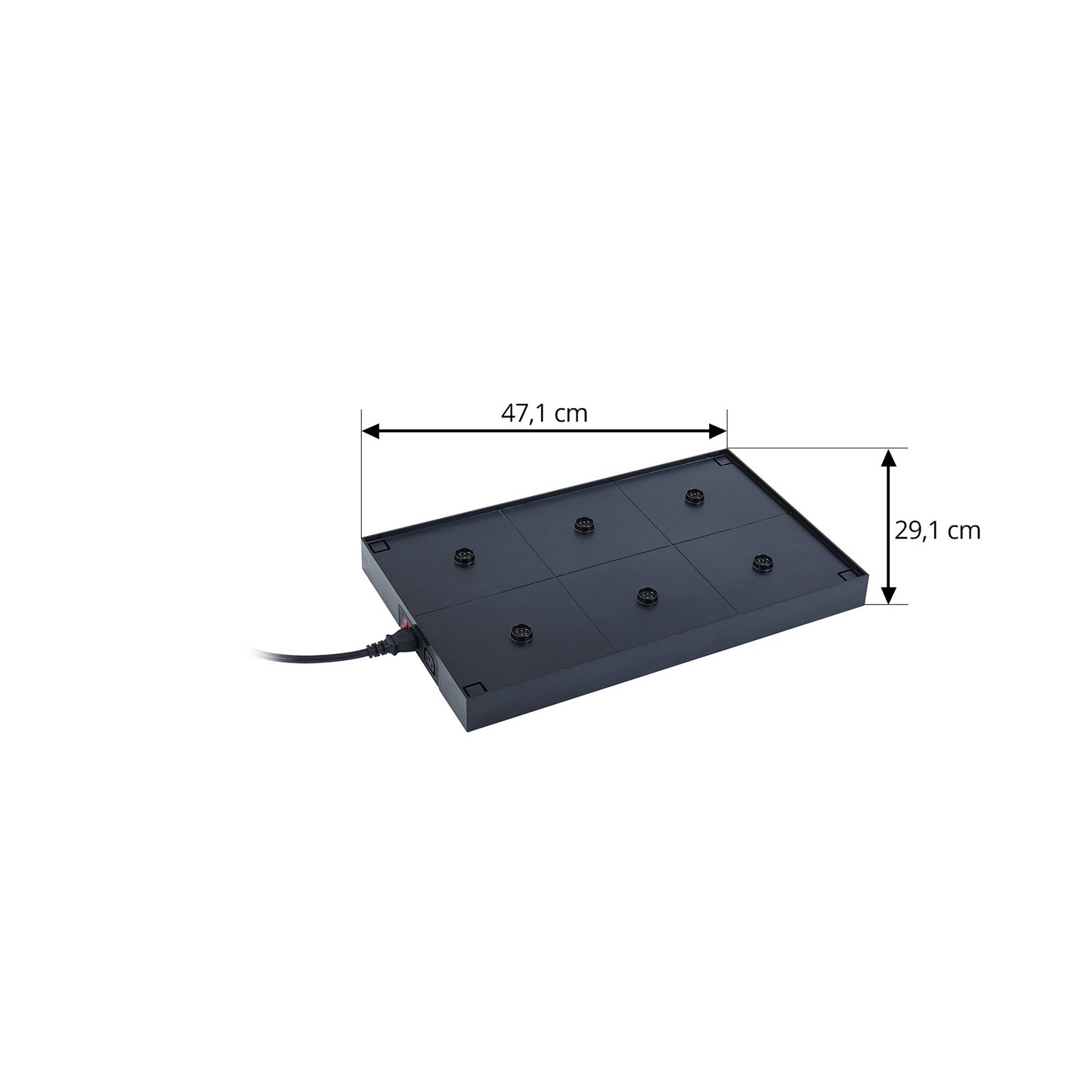 Lucande Ladestation Quill, schwarz, Polycarbonat, 6 Leuchten