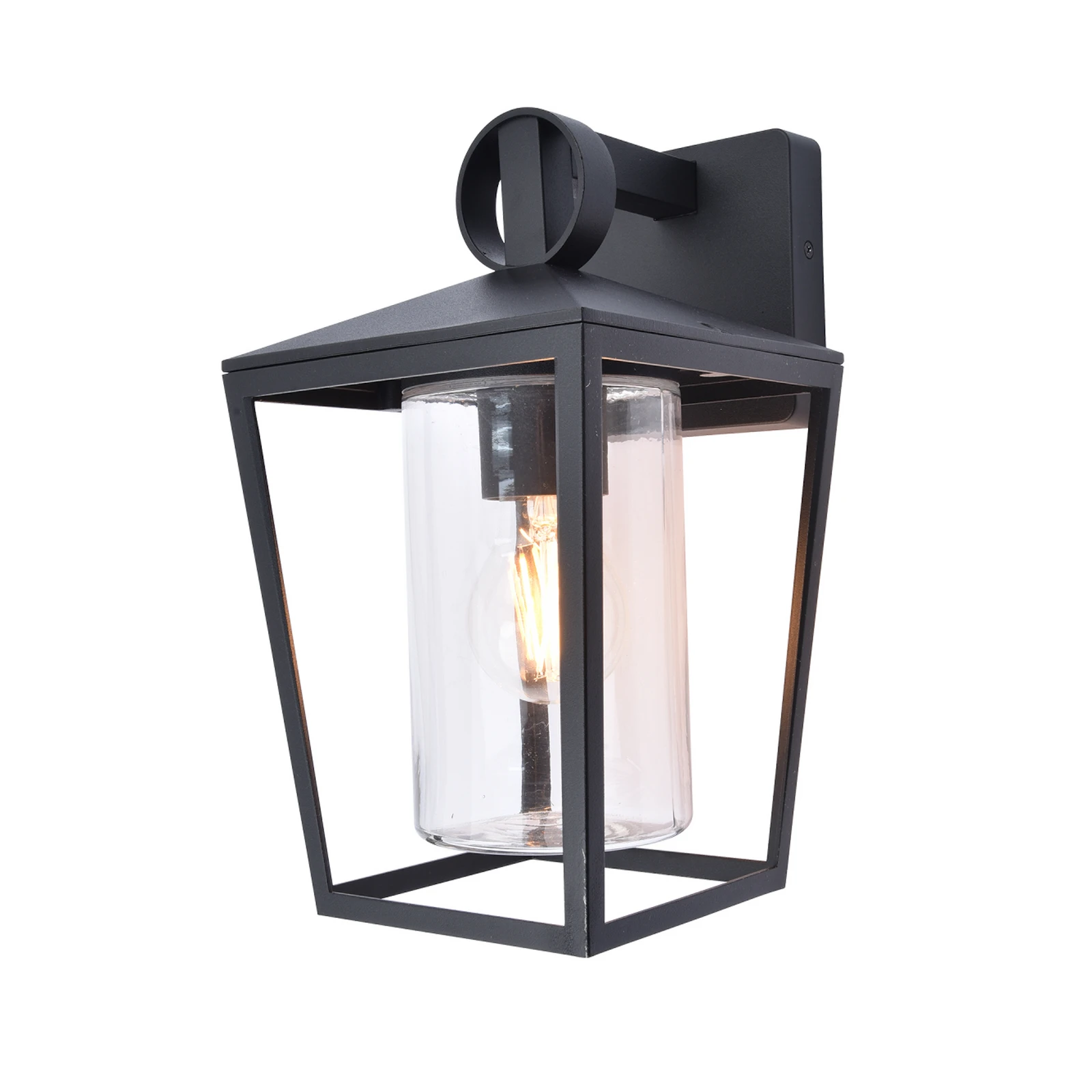 WEST outdoor wall light, black, height 29 cm, metal, IP44, E27