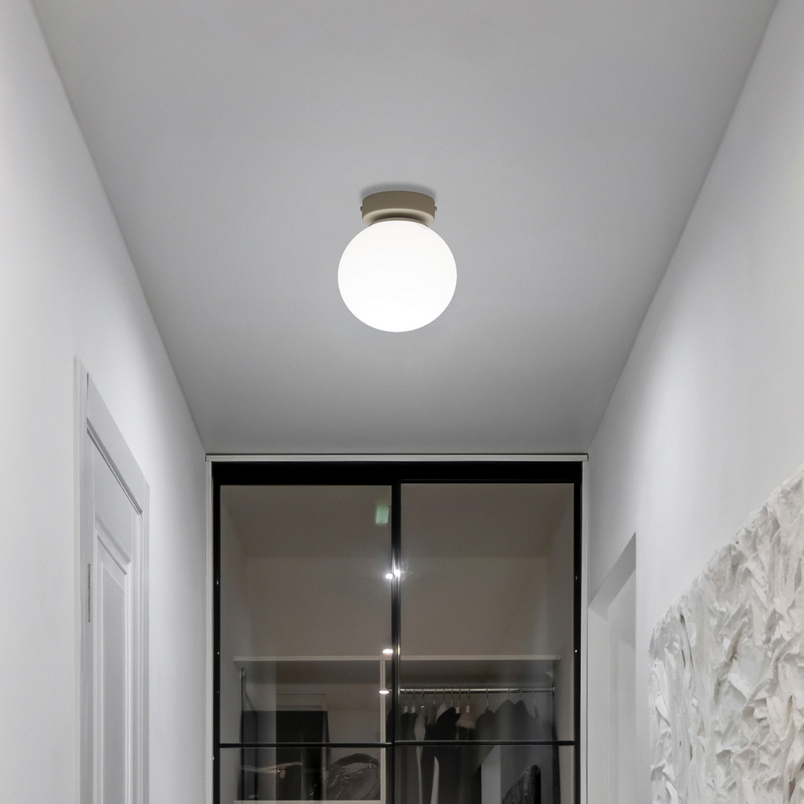 HELAM Plafonieră Moonlight culoare nisip sticlă/metal 1 bec - Camera de zi / sufragerie - Modern - alb culoarea nisipului