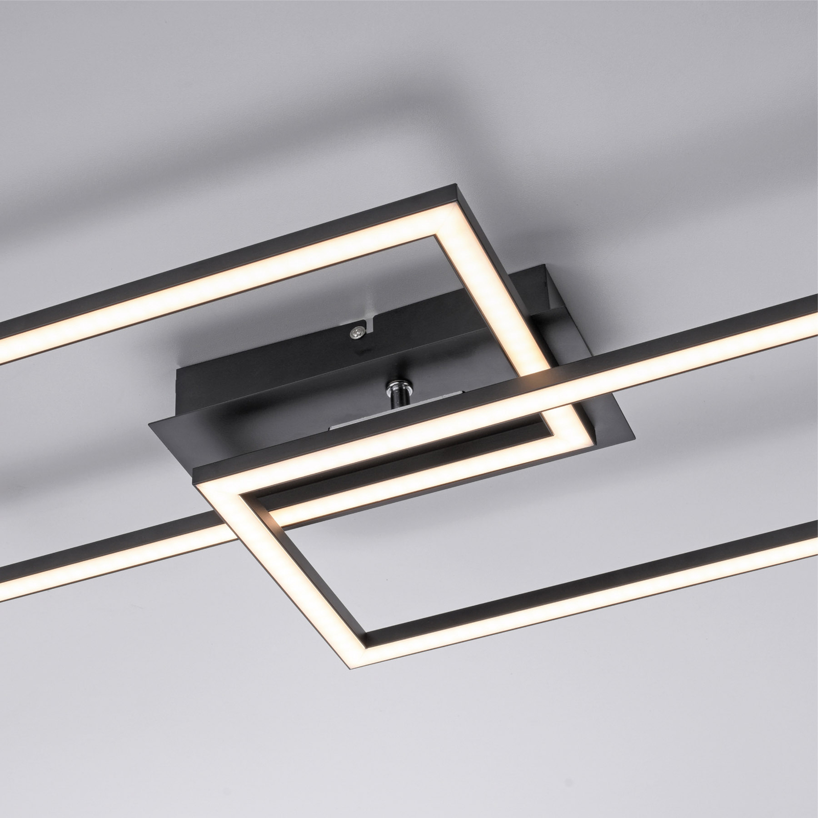 LED ceiling light Iven, dimmable, black, 54x31cm