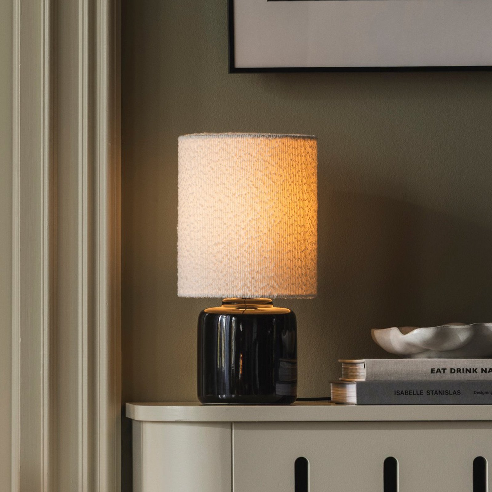 Globen Lighting Lampă de masă Florian alb/negru înălțime 39 cm - Camera de zi / sufragerie - alb negru - Țesătură / Textil