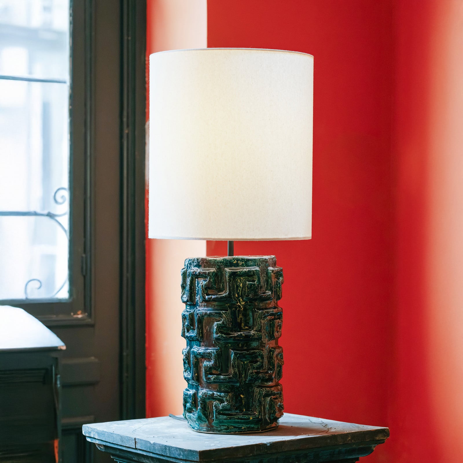 02 BLUE GREEN LOOK AT ME gulvlampe, keramikk, tekstil, høyde 100 cm – Serax - Stue - Design - Med en lyskilde