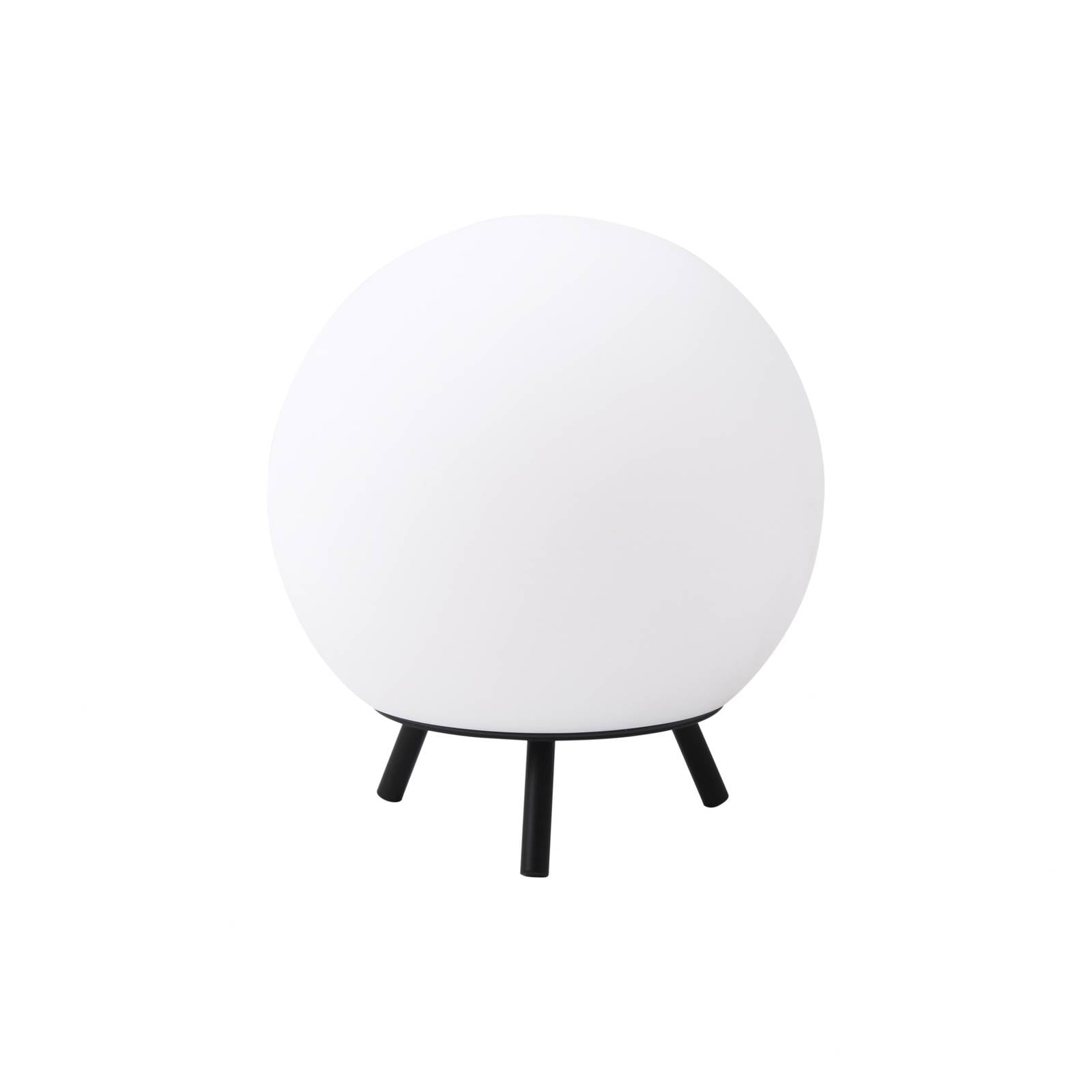 Lindby LED-Akkutischlampe Aurilia, schwarz/weiß, Eisen, IP44