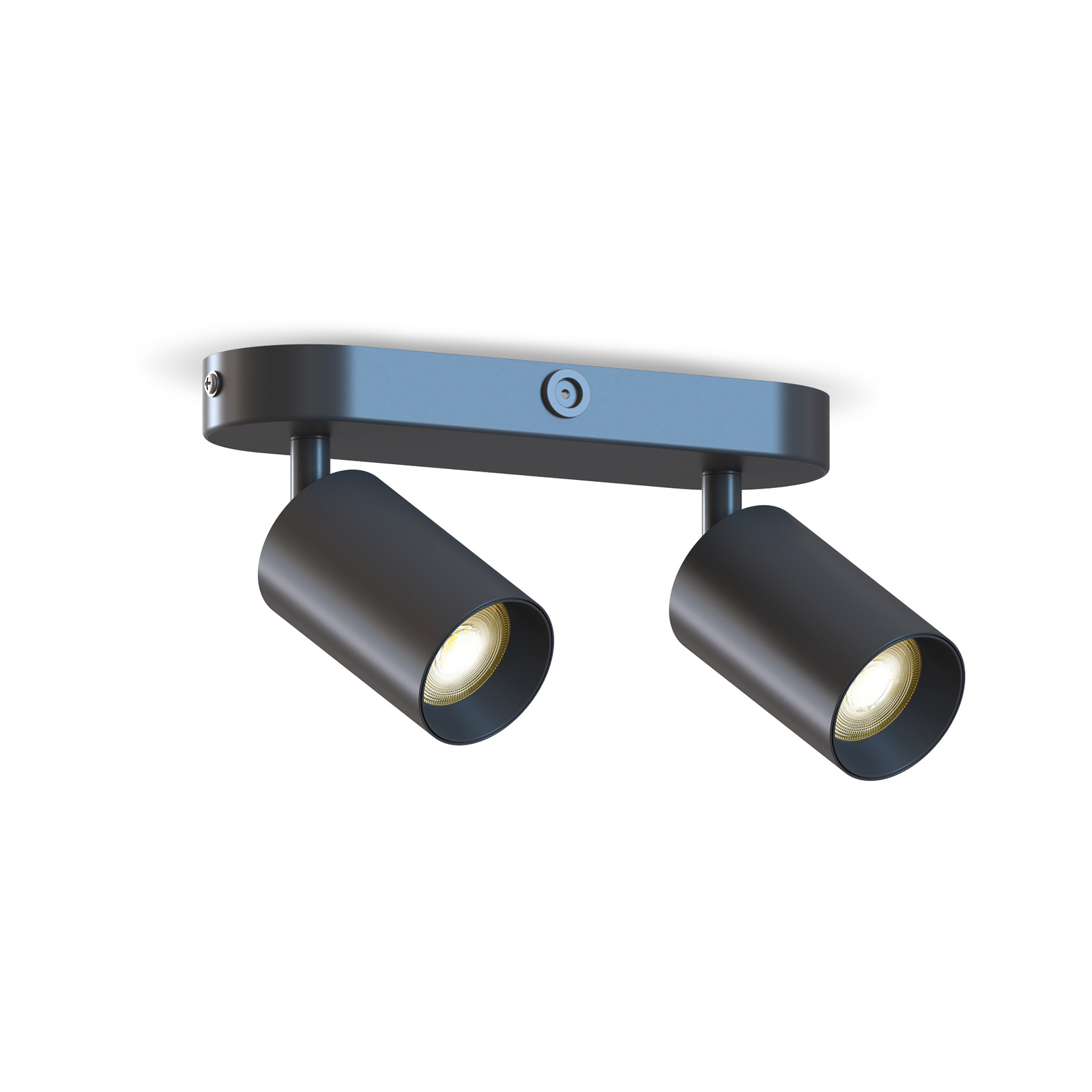 Calex GU10-Deckenspot, schwarz, Länge 21 cm, 2-flg., Metall