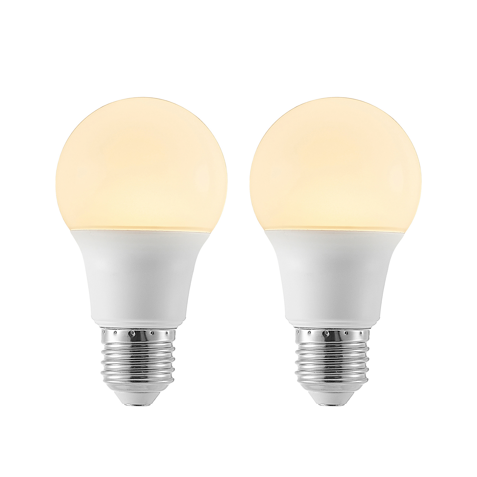 LED-pære E27 A60 8 W 3.000 K opal, sæt med 2 stk