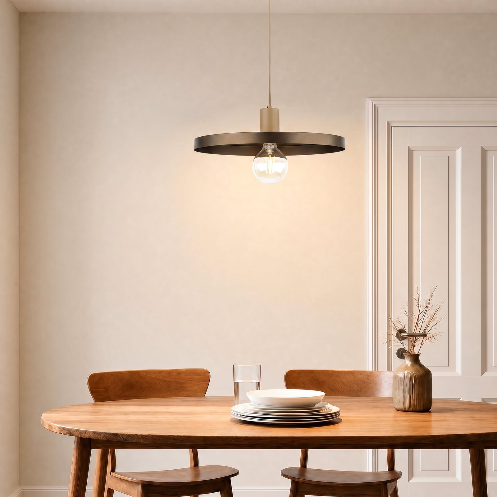 Suspension Sila, marron/sable, métal, Ø 45 cm, E27