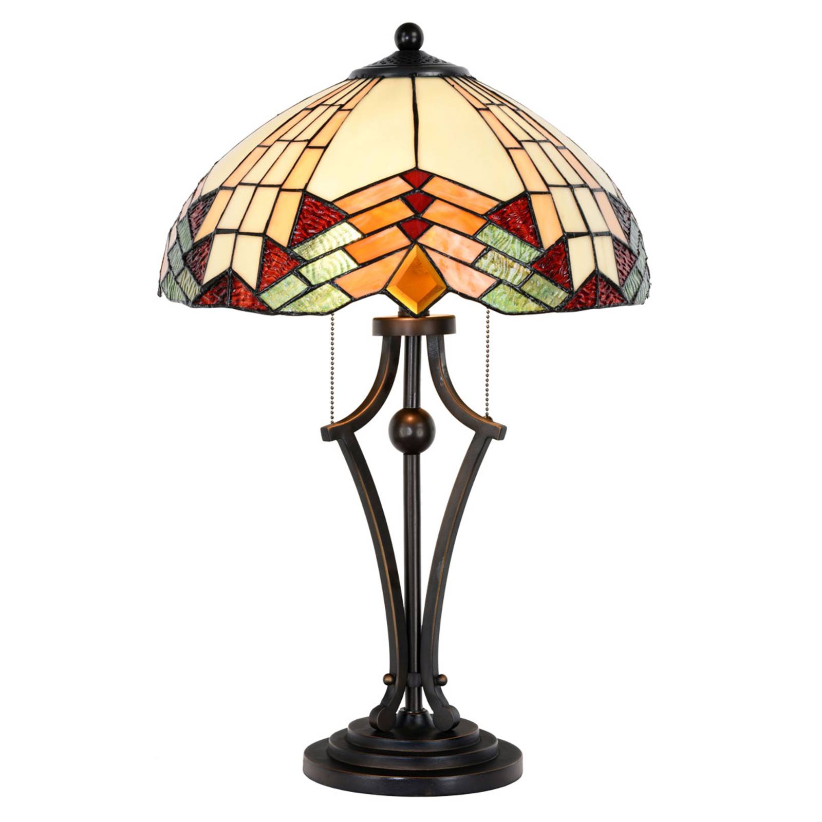Clayre&Eef Lampe à poser 5961 look Tiffany verre multicolore