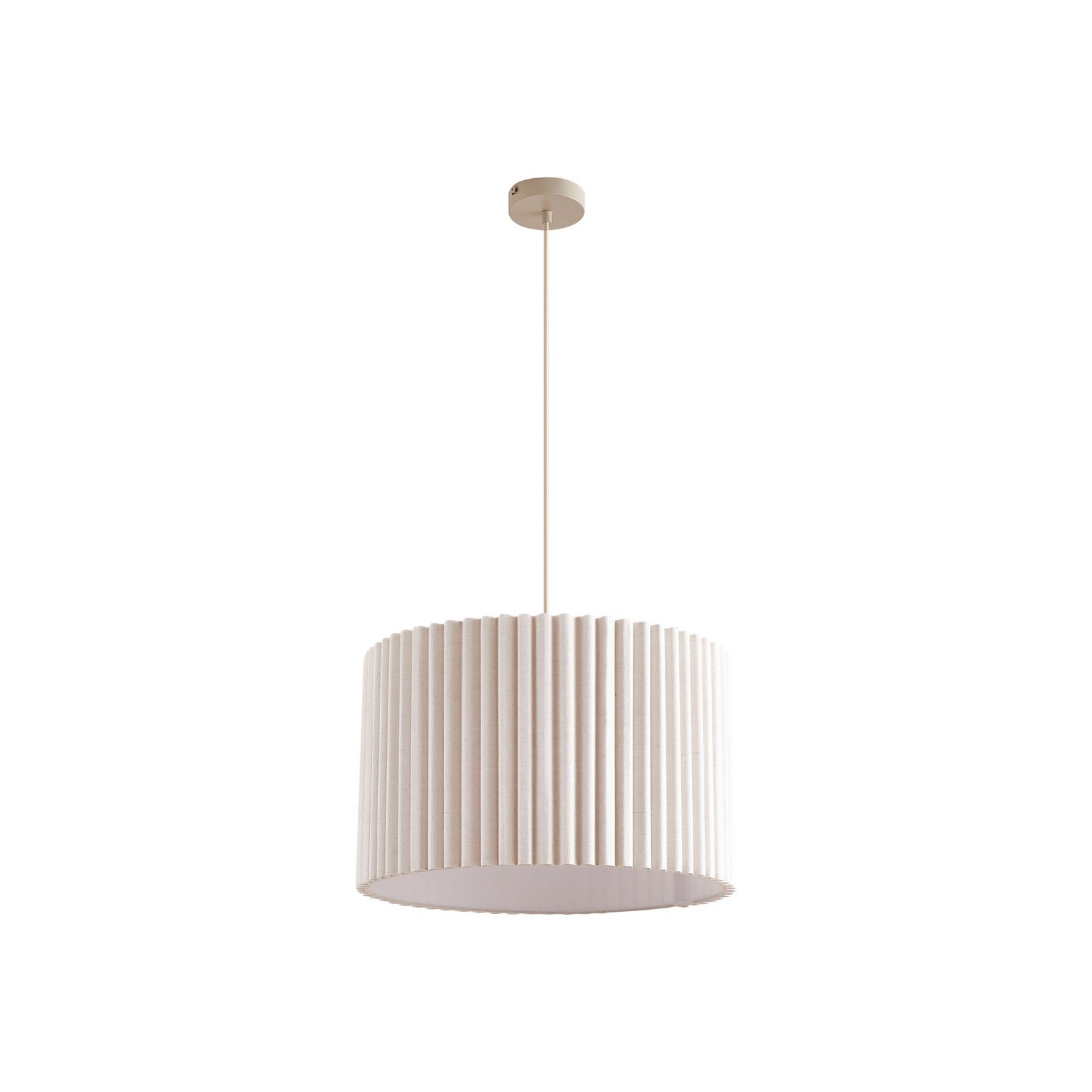 Lindby Hängeleuchte Libbie, Ø 45 cm, Leinen, cremefarben