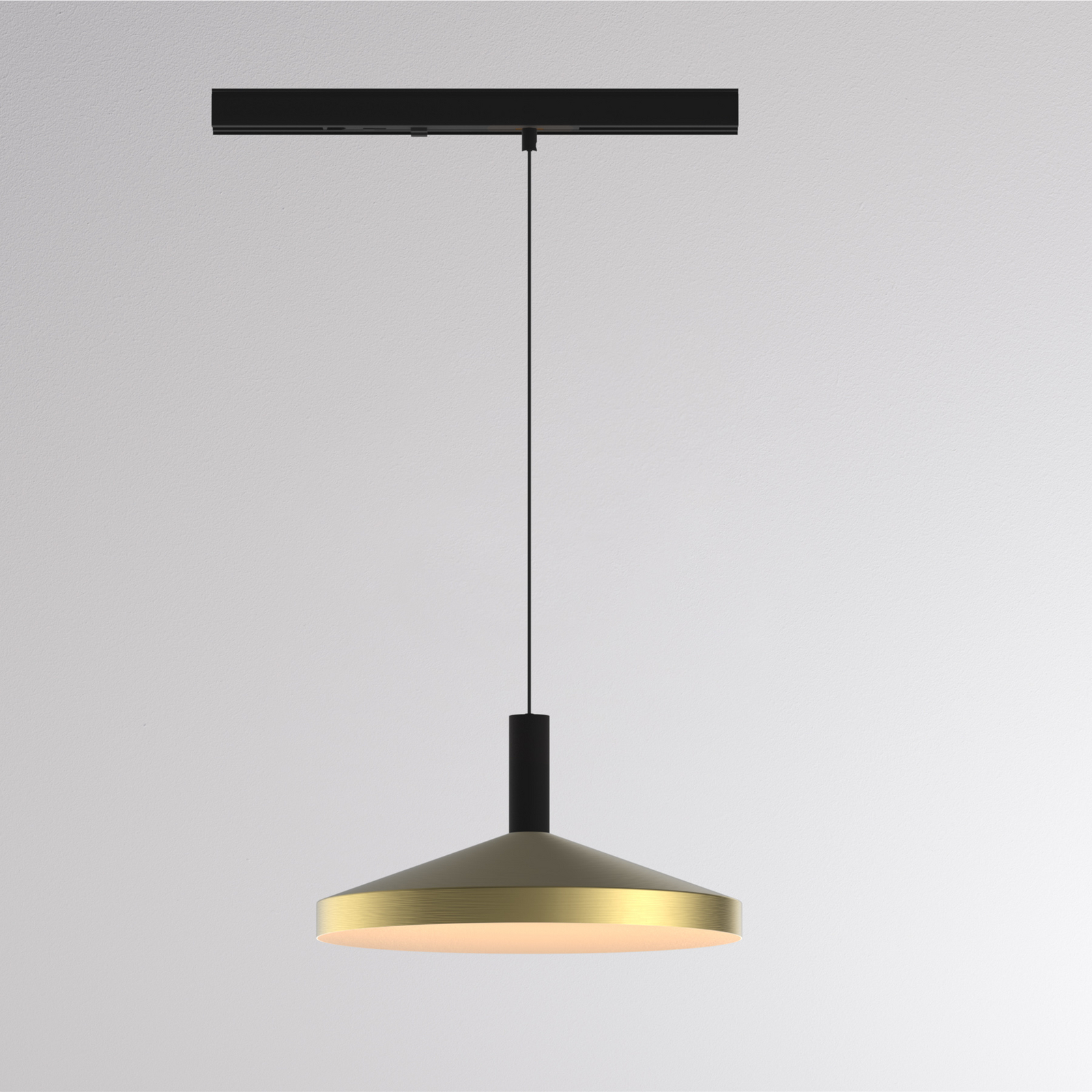 LORA III LED track pendant light, brass, Ø 36 cm, 40° CCT, 3-phase