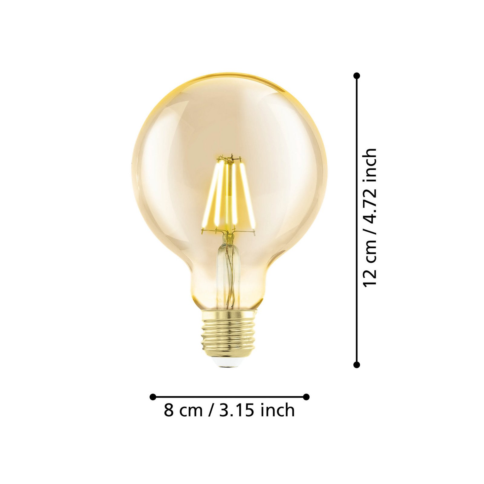Светодиоден глобус E27 G80 4W с нажежаема жичка 1 700К кехлибар с